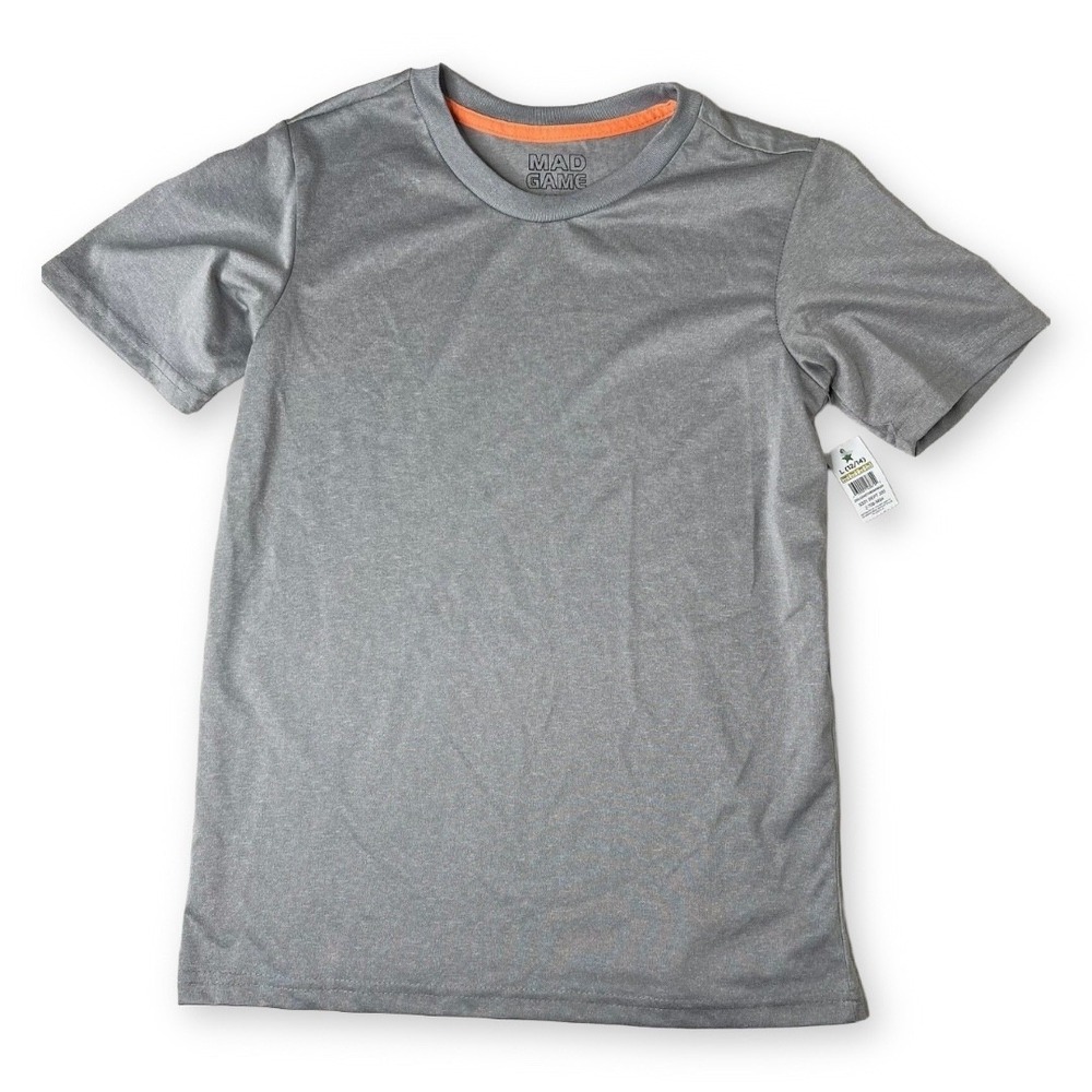 Mad Game Boys Gray Active T-Shirt Short Sleeve Crew Neck Size L 12/14 NWT